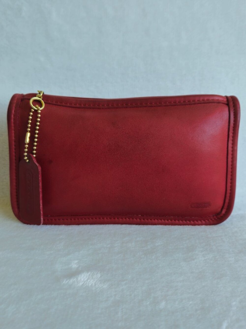 Vintage Coach Chunky Case Red Pouch Cosmetic Bag With Hangtag Gold Hardward